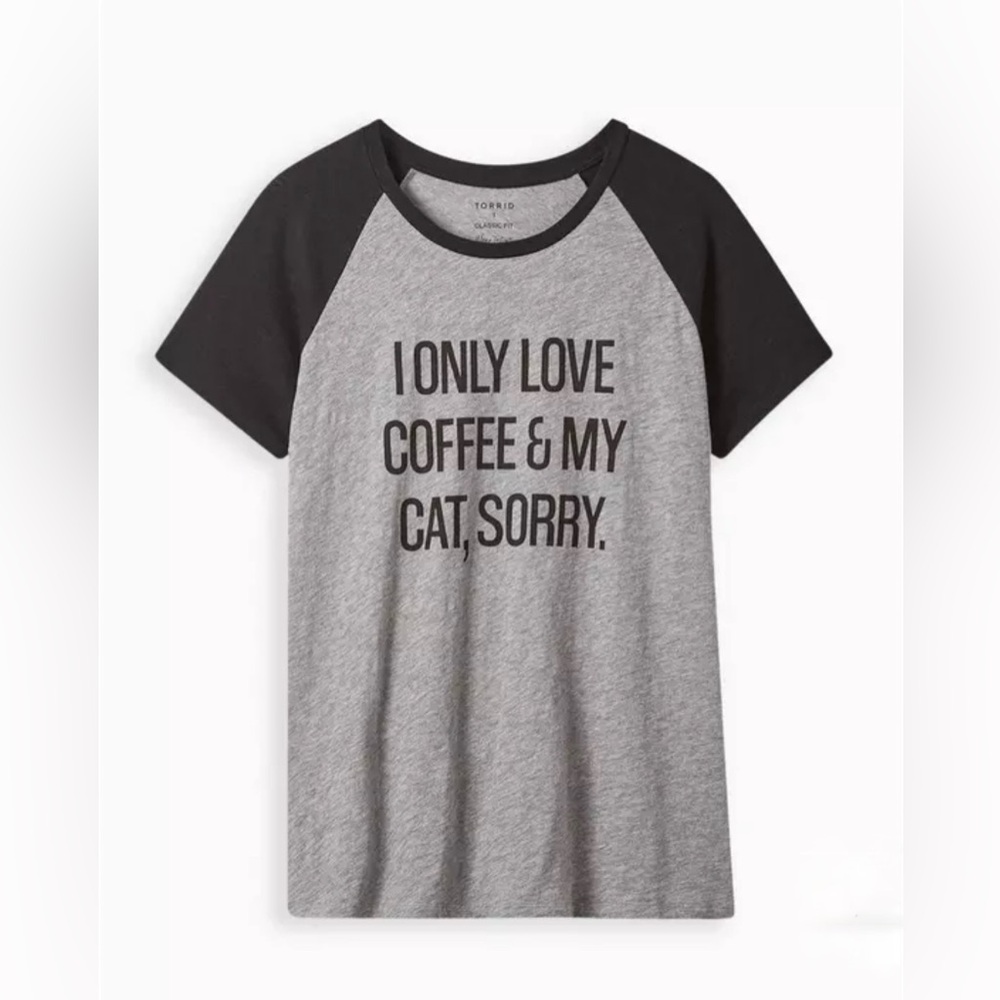 TORRID Classic Fit Raglan Tee - Heritage Slub Love My Cat Heather Grey